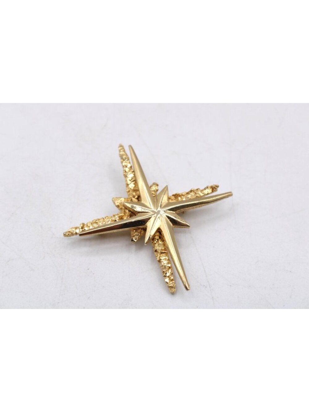 Gold Starburst Brooch Vtg Compass Double Stack Pin Religious Jewelry Retro MCM